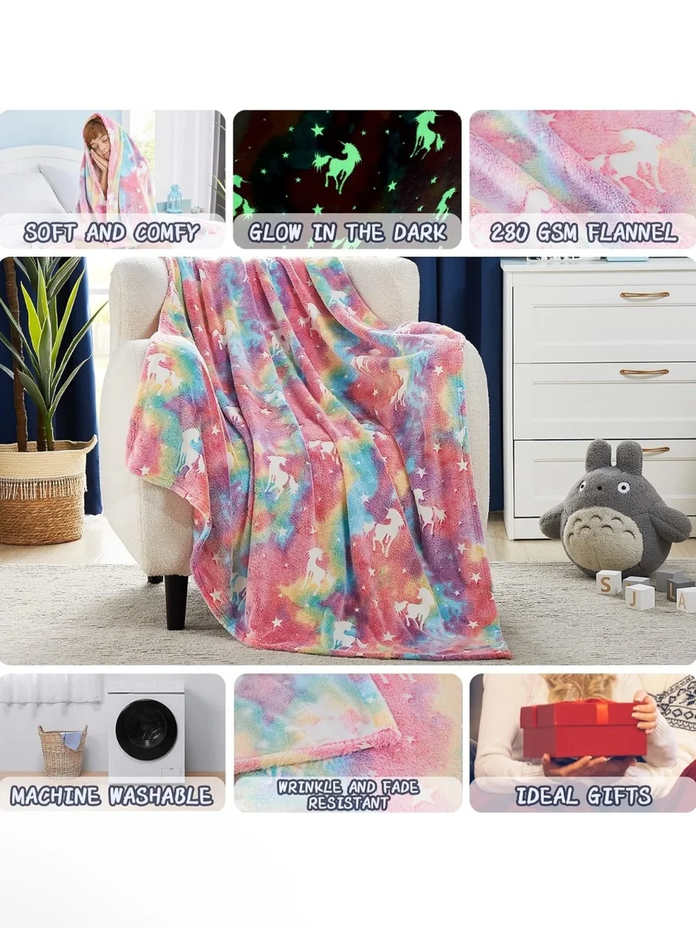 Glow in the Dark Unicorn Blanket 50